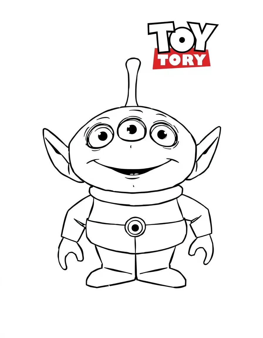 (Toy Story characters) A single Alien with a happy face.