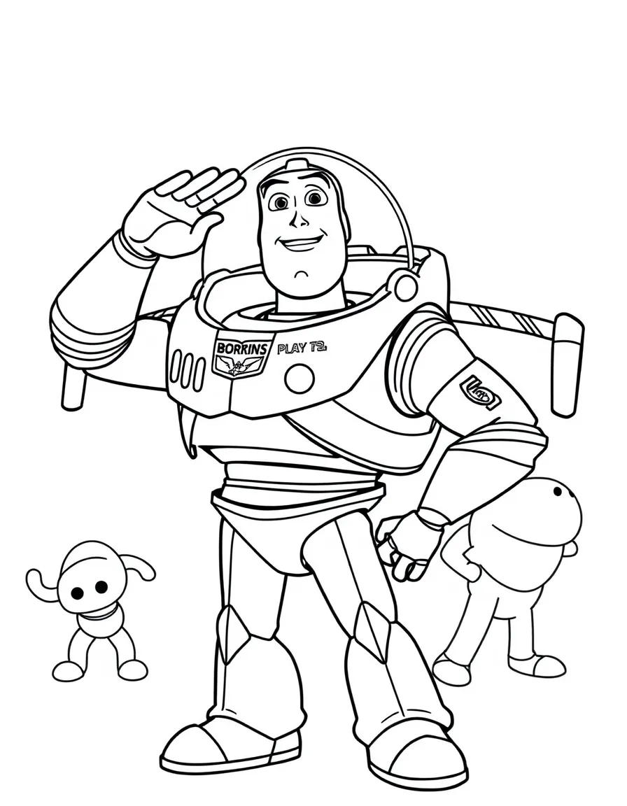 (Toy Story characters) Buzz Lightyear saluting.