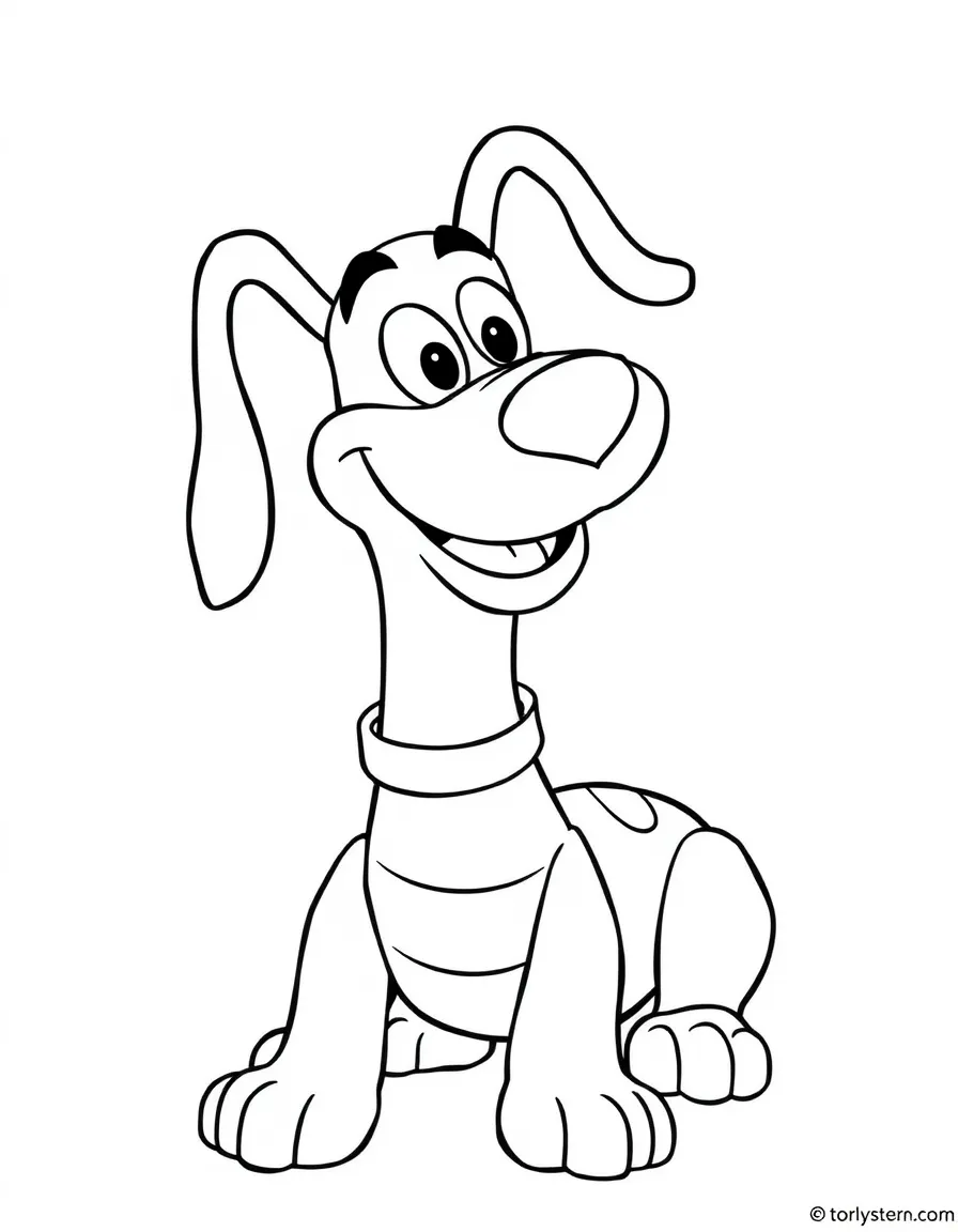(Toy Story characters) Slinky Dog with a springy smile.