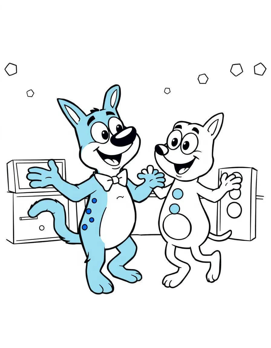 (Bluey TV show) Bluey and Bingo dancing.
