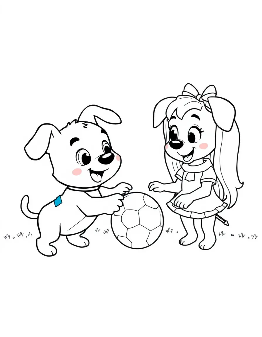 (Bluey TV show) Bluey and Chloe playing Keepy Uppy.