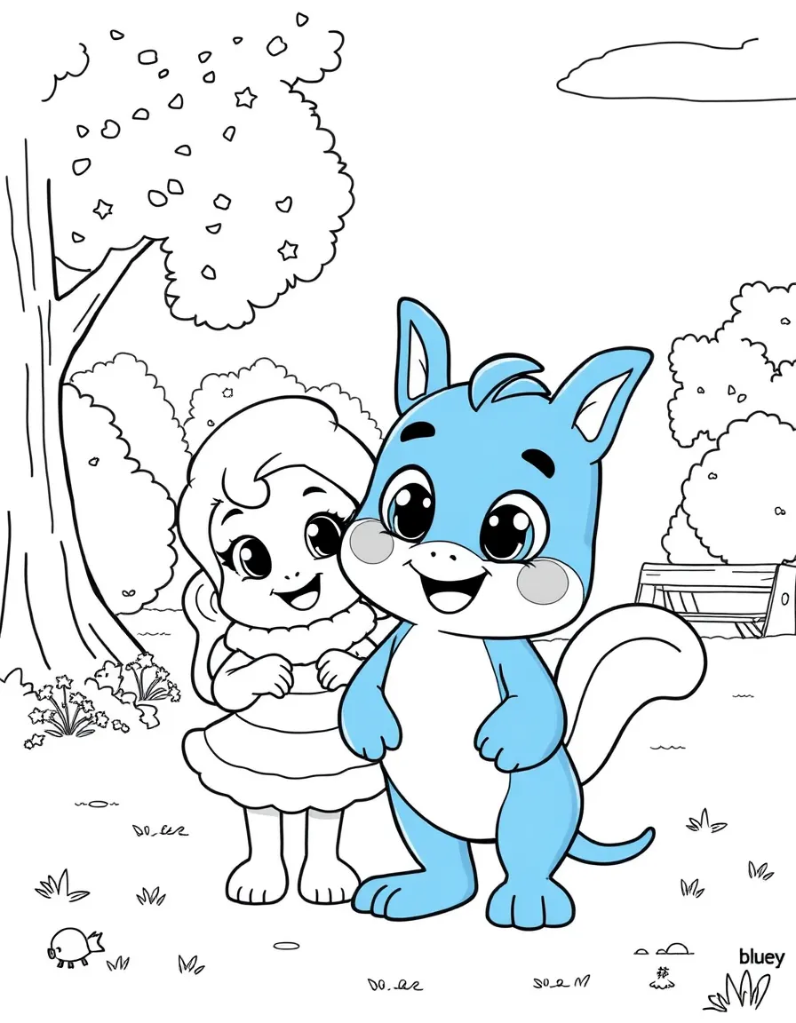 (Bluey TV show) Honey and Bluey at the park.