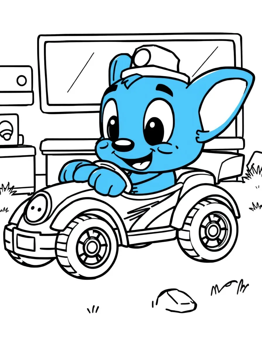 (Bluey TV show) Bluey playing with a toy car.