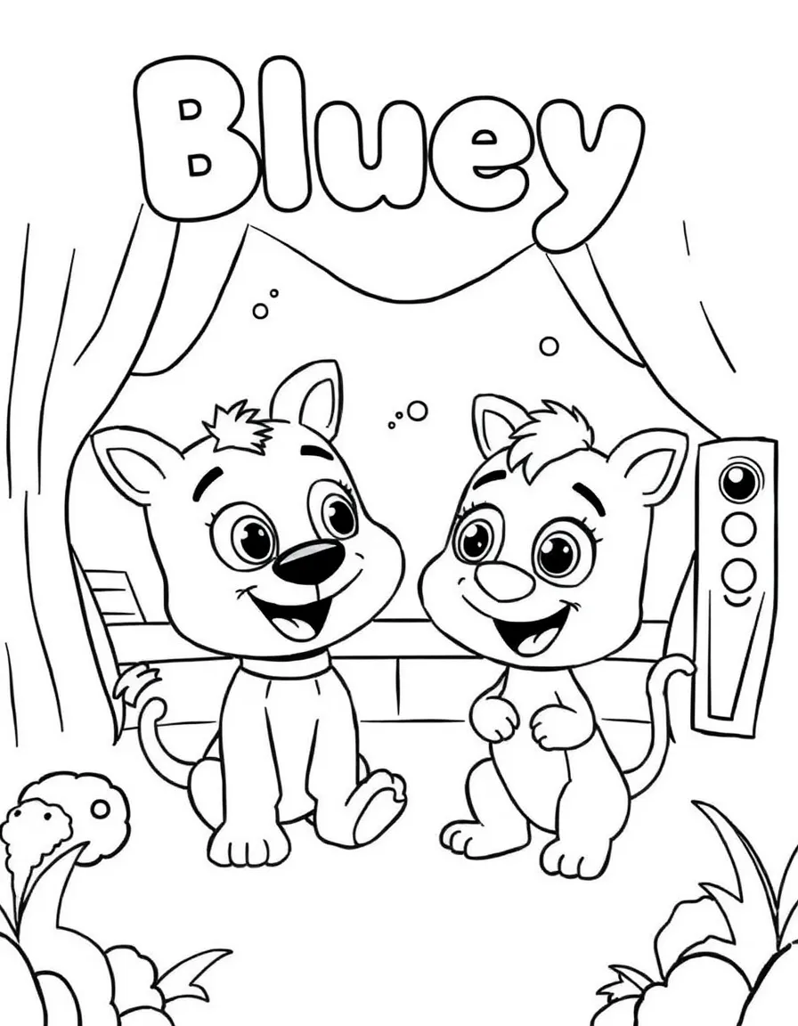 (Bluey TV show) Bluey and Chloe pretending to be animals.