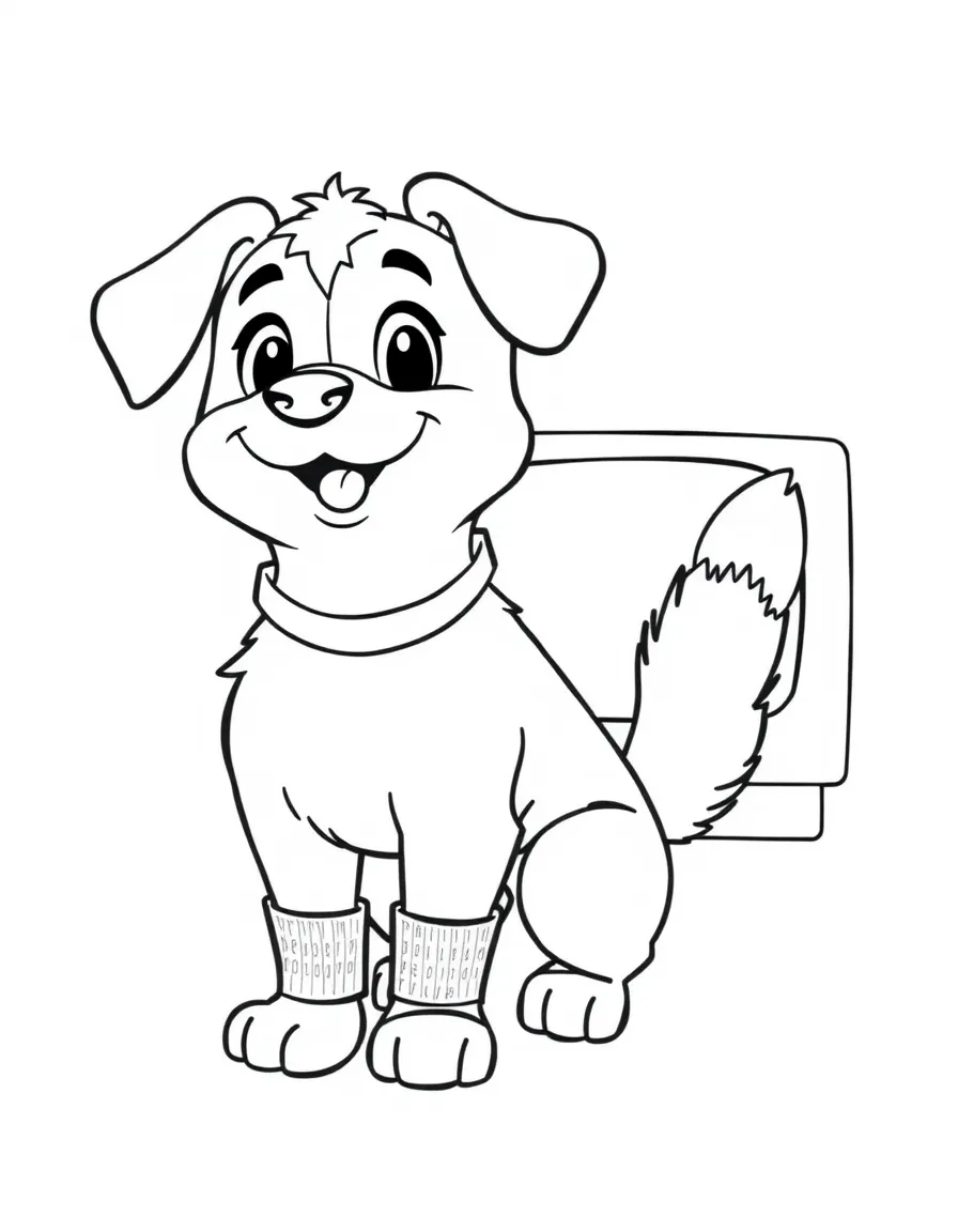 (Bluey TV show) Socks wagging her tail.