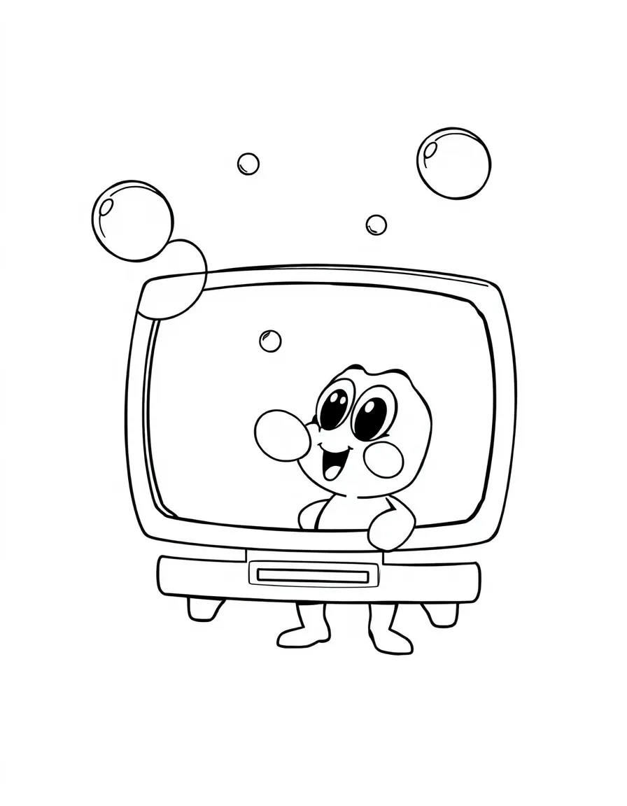(Bluey TV show) Bingo blowing bubbles.
