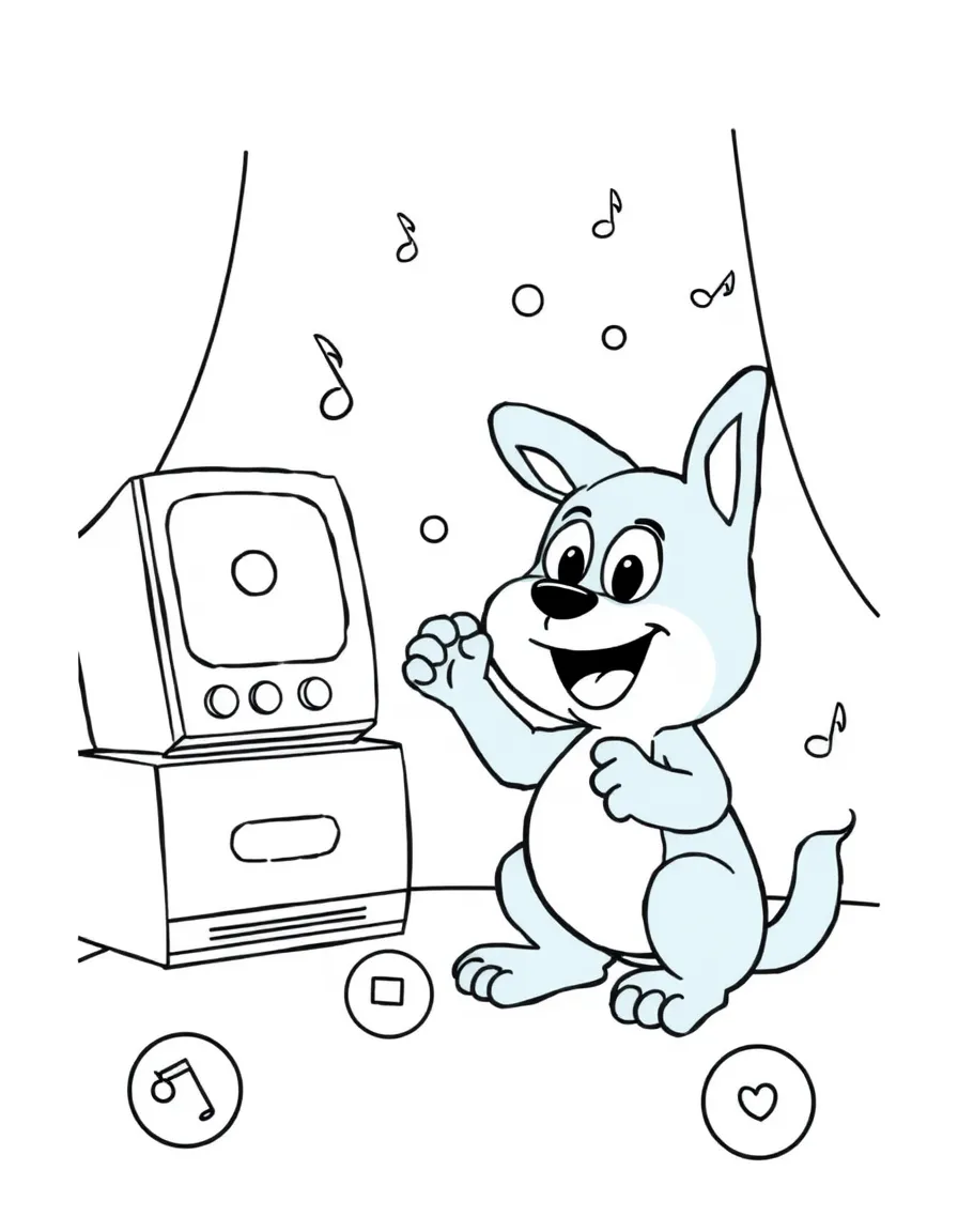(Bluey TV show) Bluey and Bingo making music.