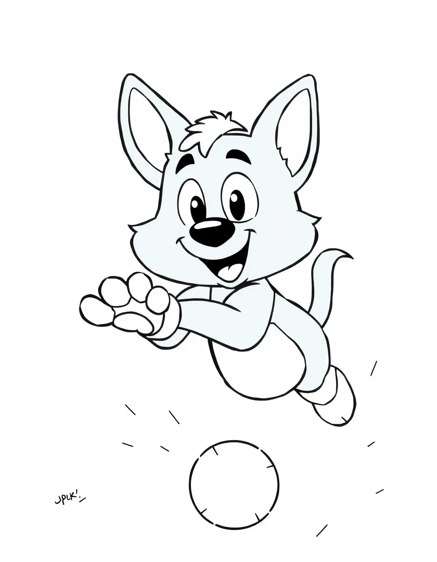 (Bluey TV show) Socks chasing a ball.