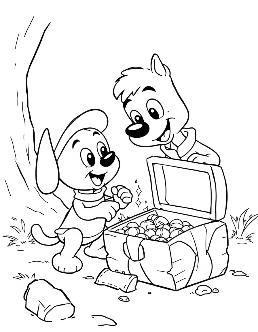 (Bluey TV show) Bluey and Jean-Luc finding a treasure.