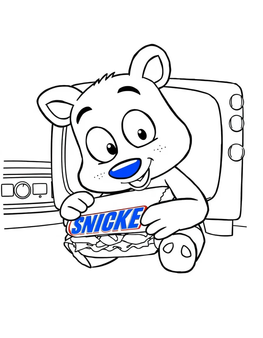 (Bluey TV show) Snickers eating a sandwich.