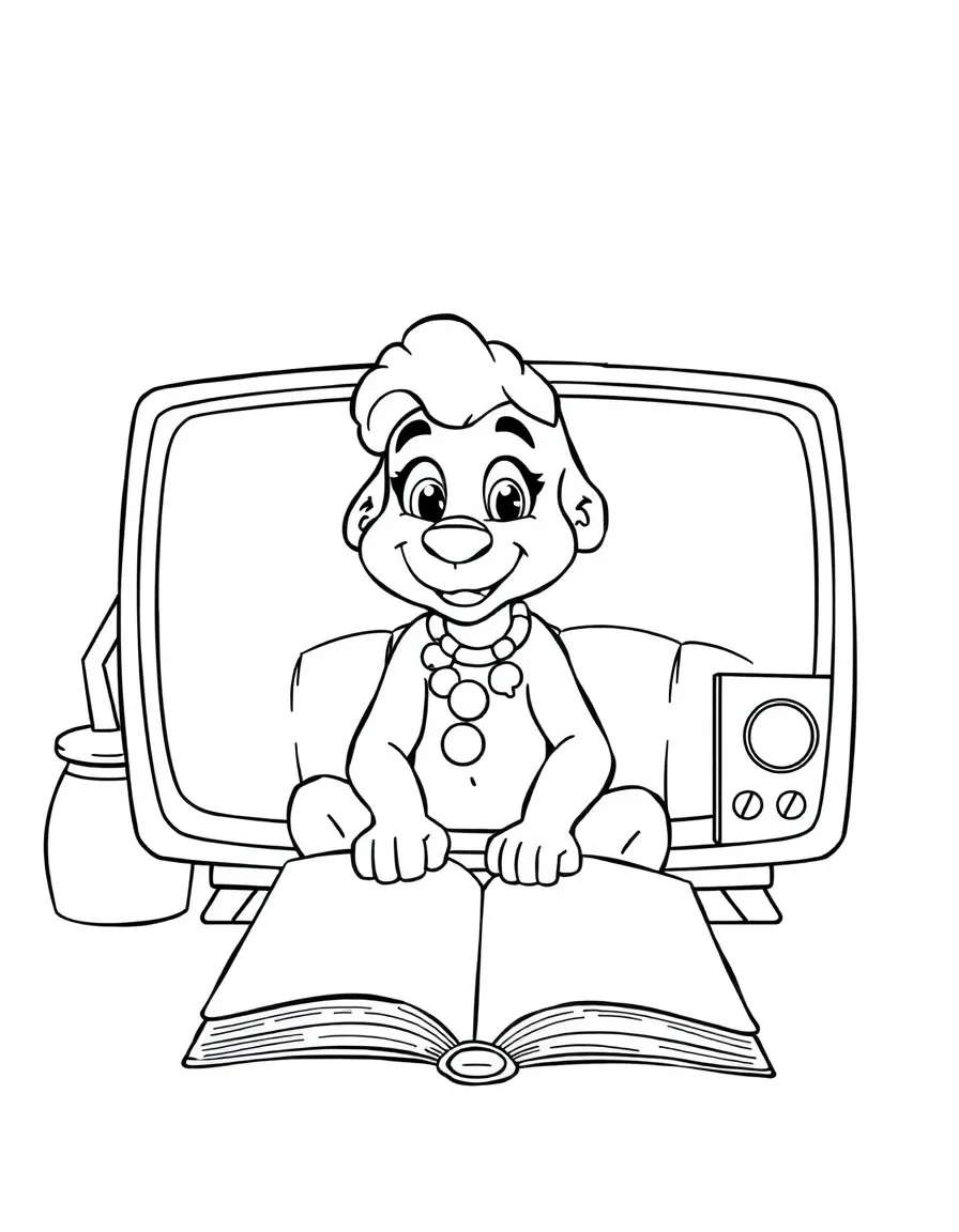 (Bluey TV show) Calypso with an open book.