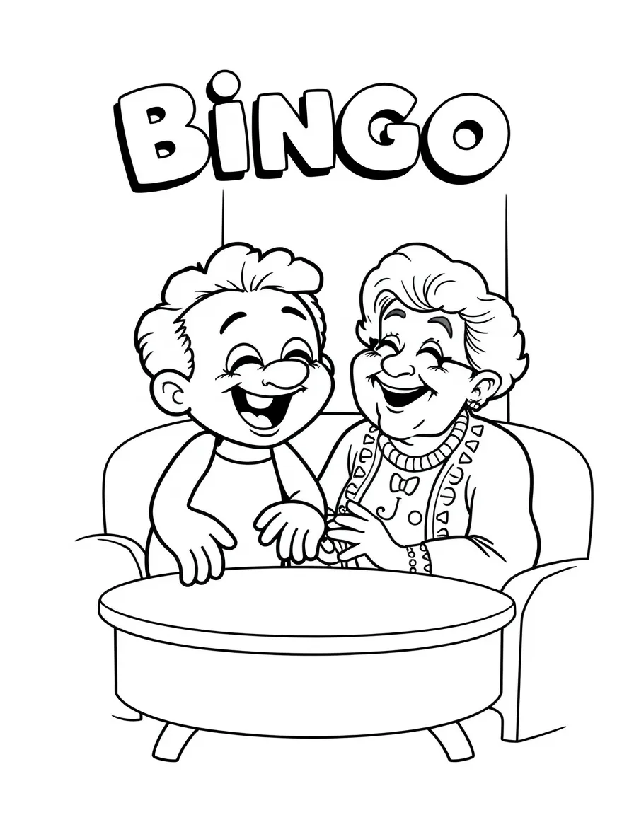 (Bluey TV show) Bingo and Granny Janet giggling.