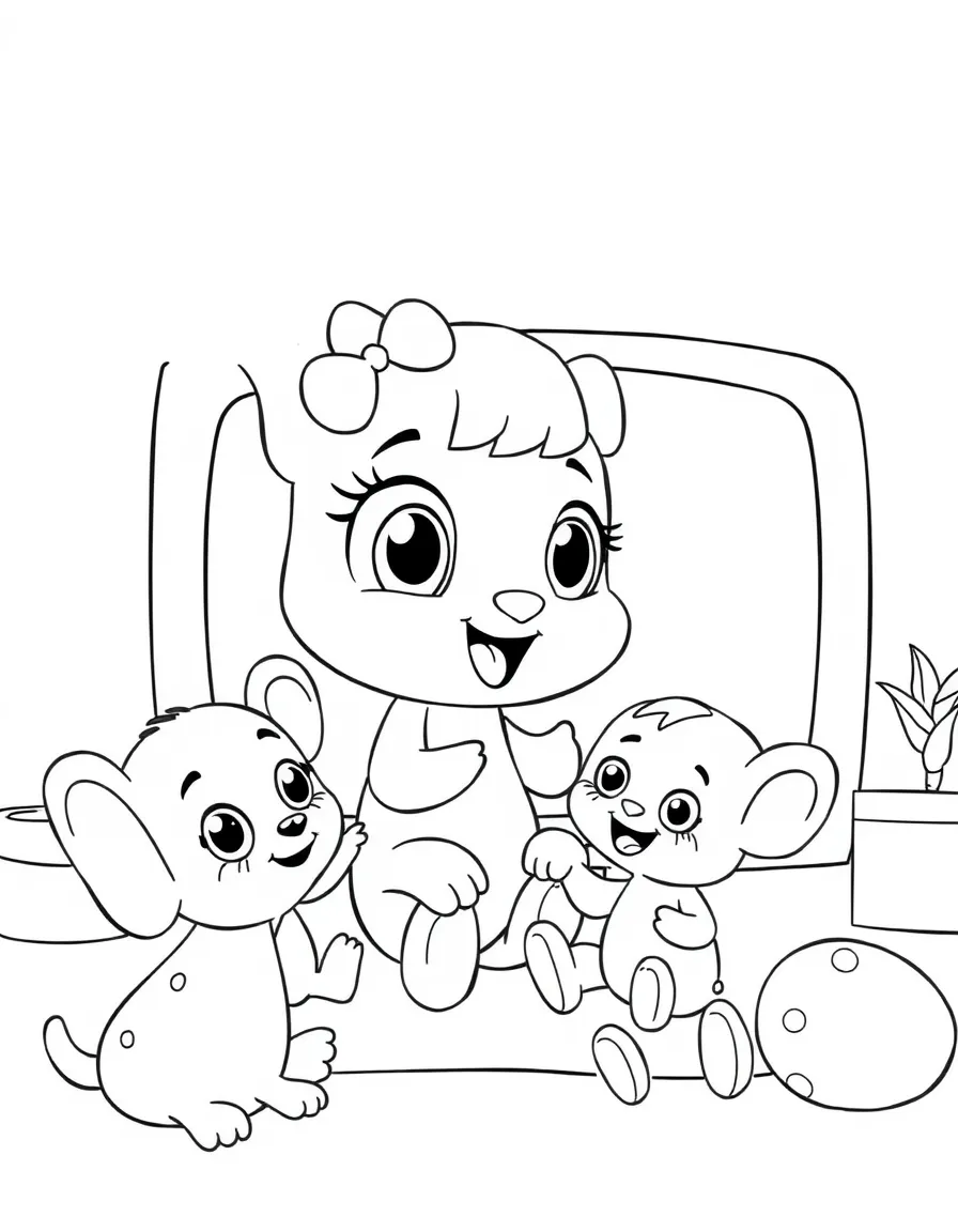 (Bluey TV show) Bluey playing with her friends.