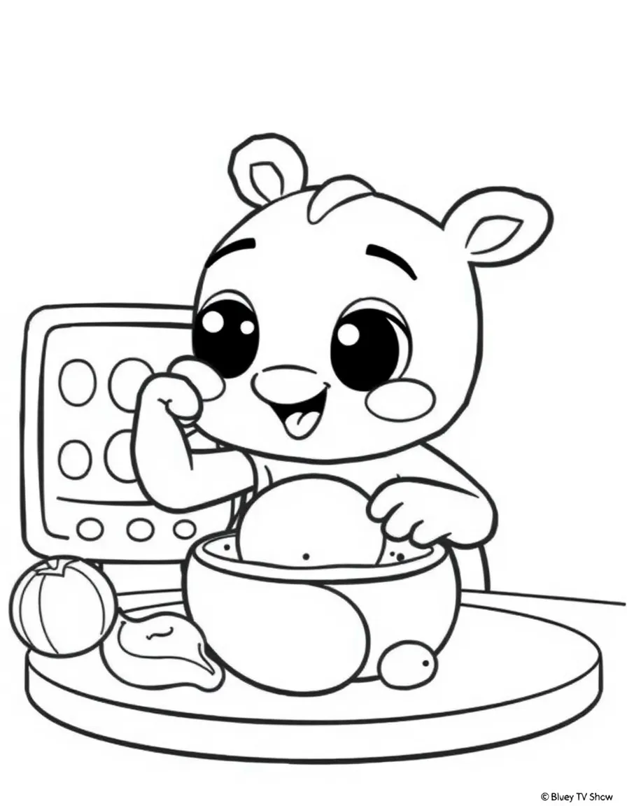 (Bluey TV show) Bingo trying a new food.