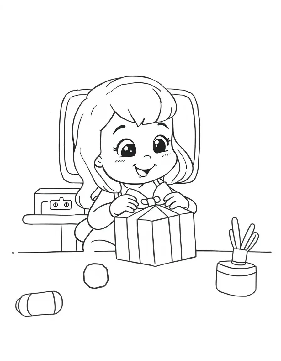 (Bluey TV show) Indy making a gift.