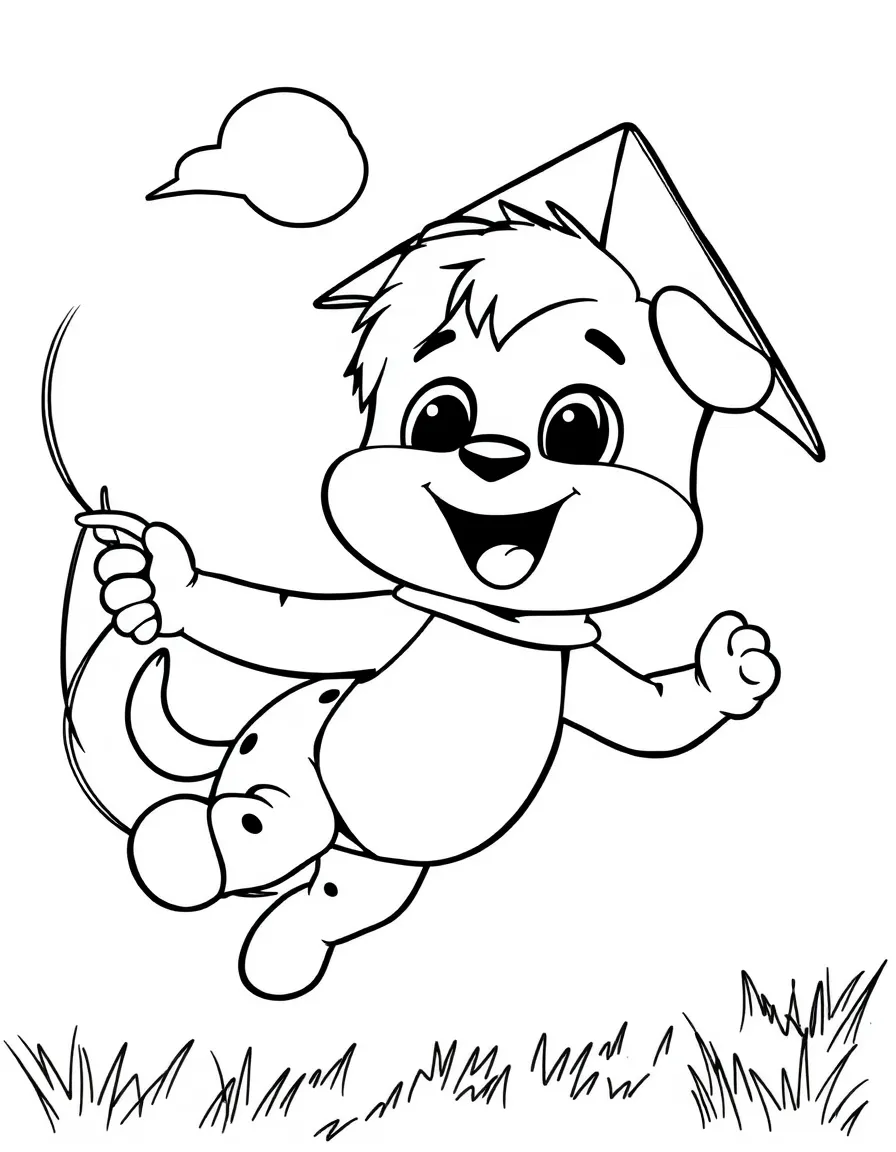 (Bluey TV show) Mackenzie flying a kite.