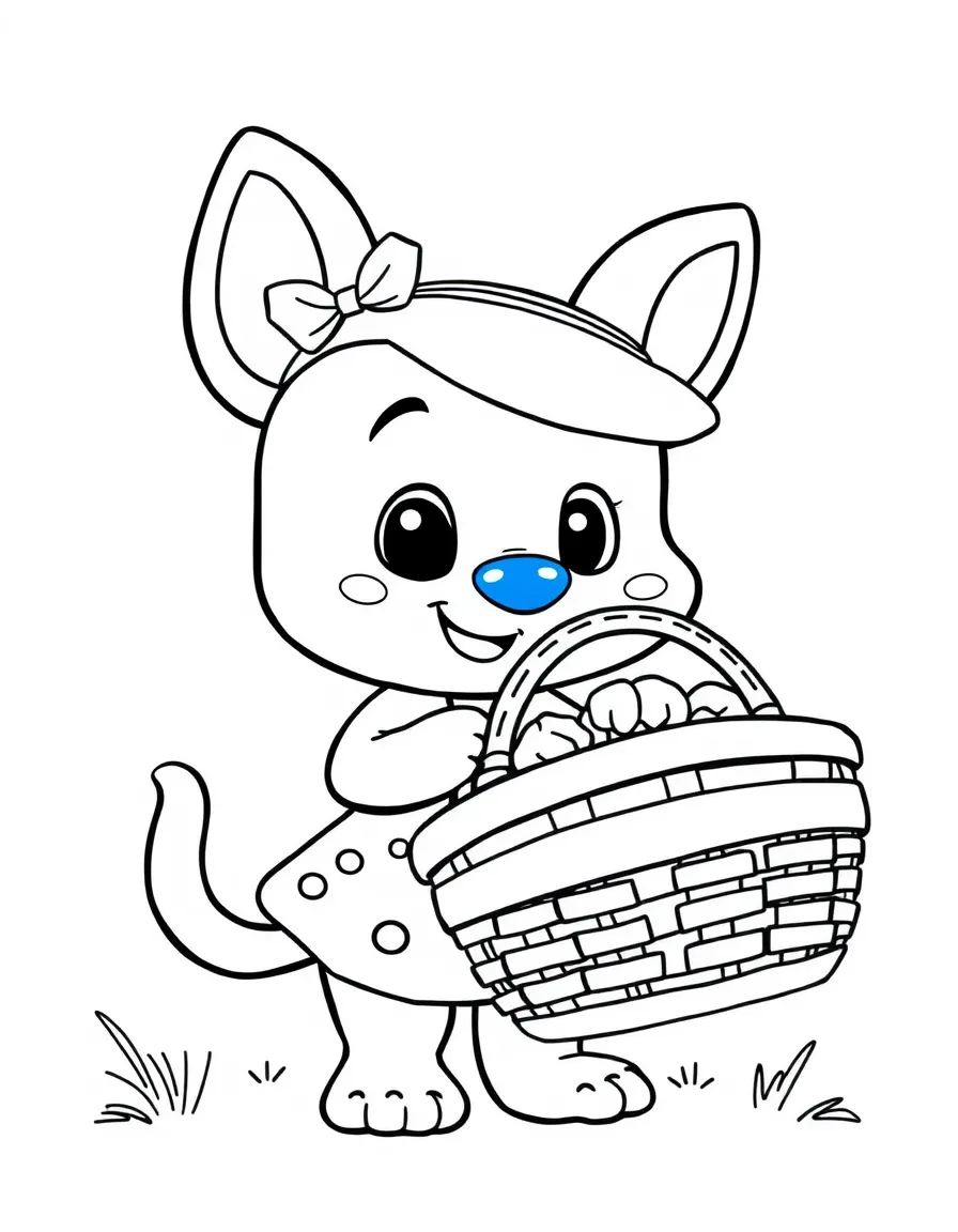 (Bluey TV show) Chilli holding a picnic basket.