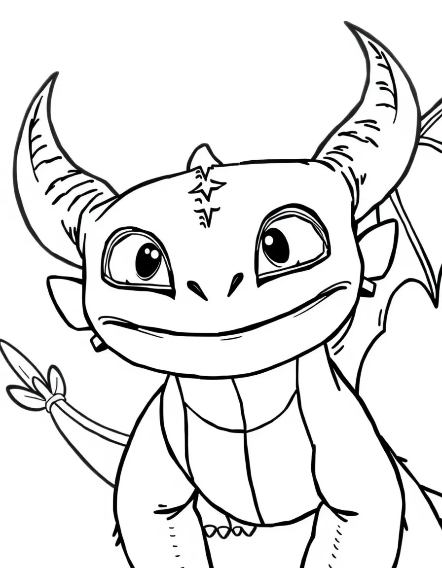 (characters in "How to Train Your Dragon") Toothless smiling.