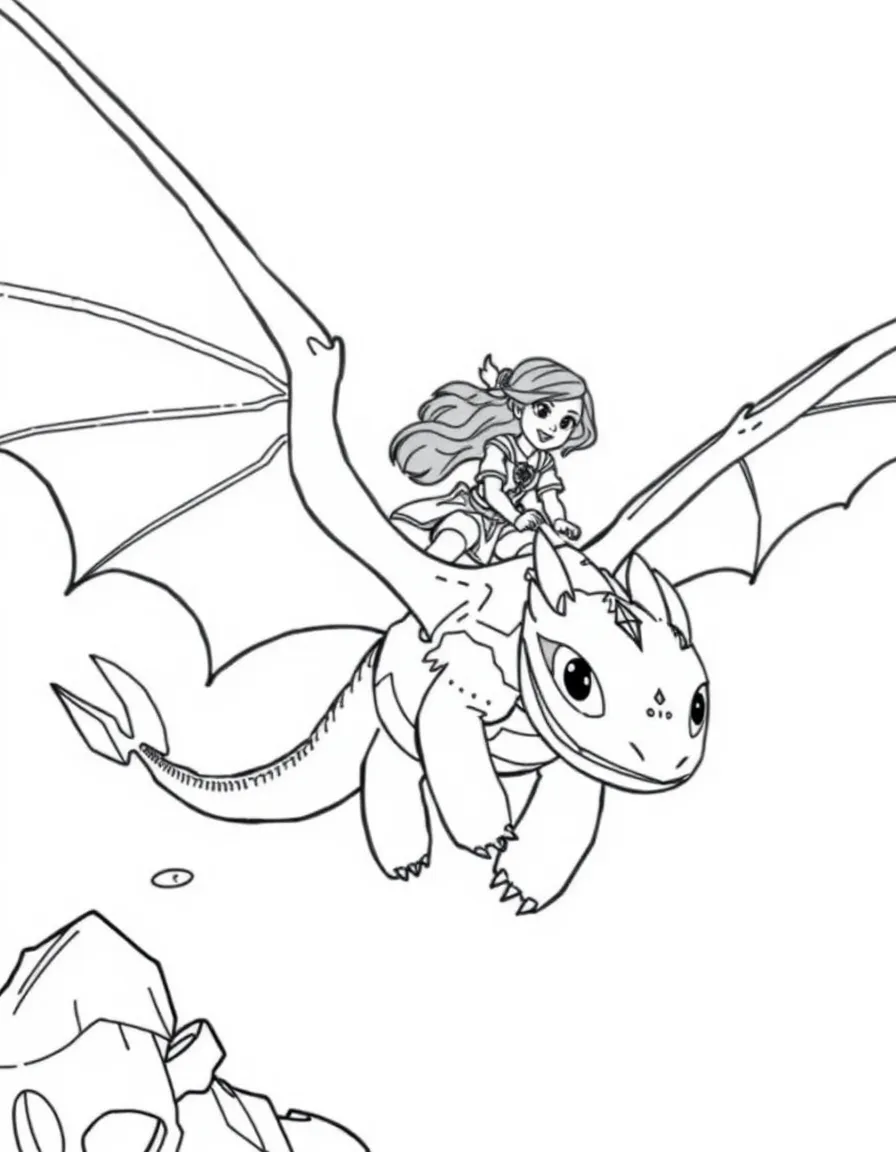 (characters in "How to Train Your Dragon") Astrid riding Stormfly.