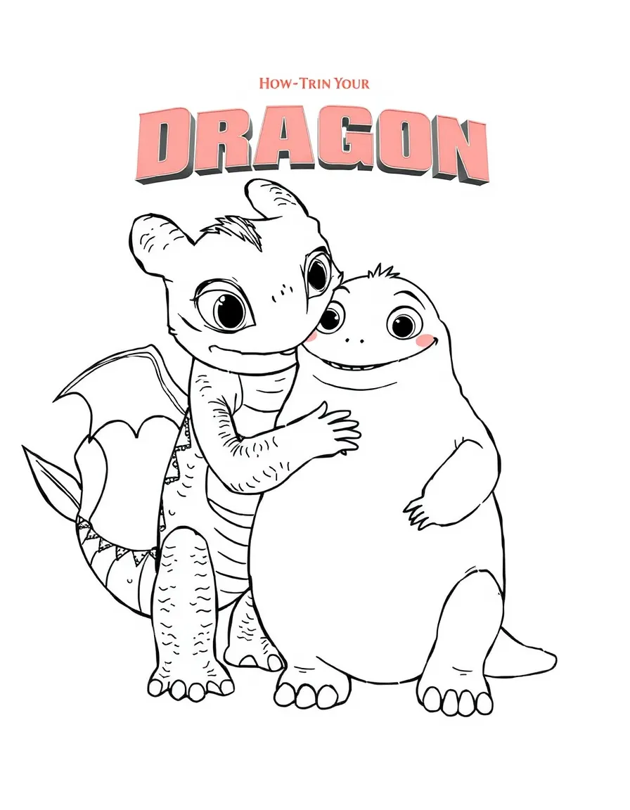 (characters in "How to Train Your Dragon") Fishlegs hugging Meatlug.