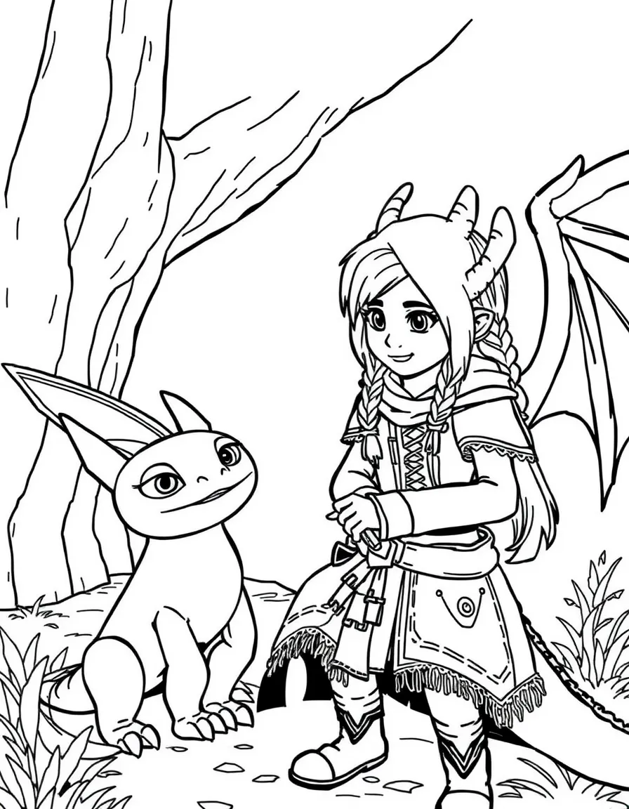 (characters in "How to Train Your Dragon") Astrid training Stormfly.
