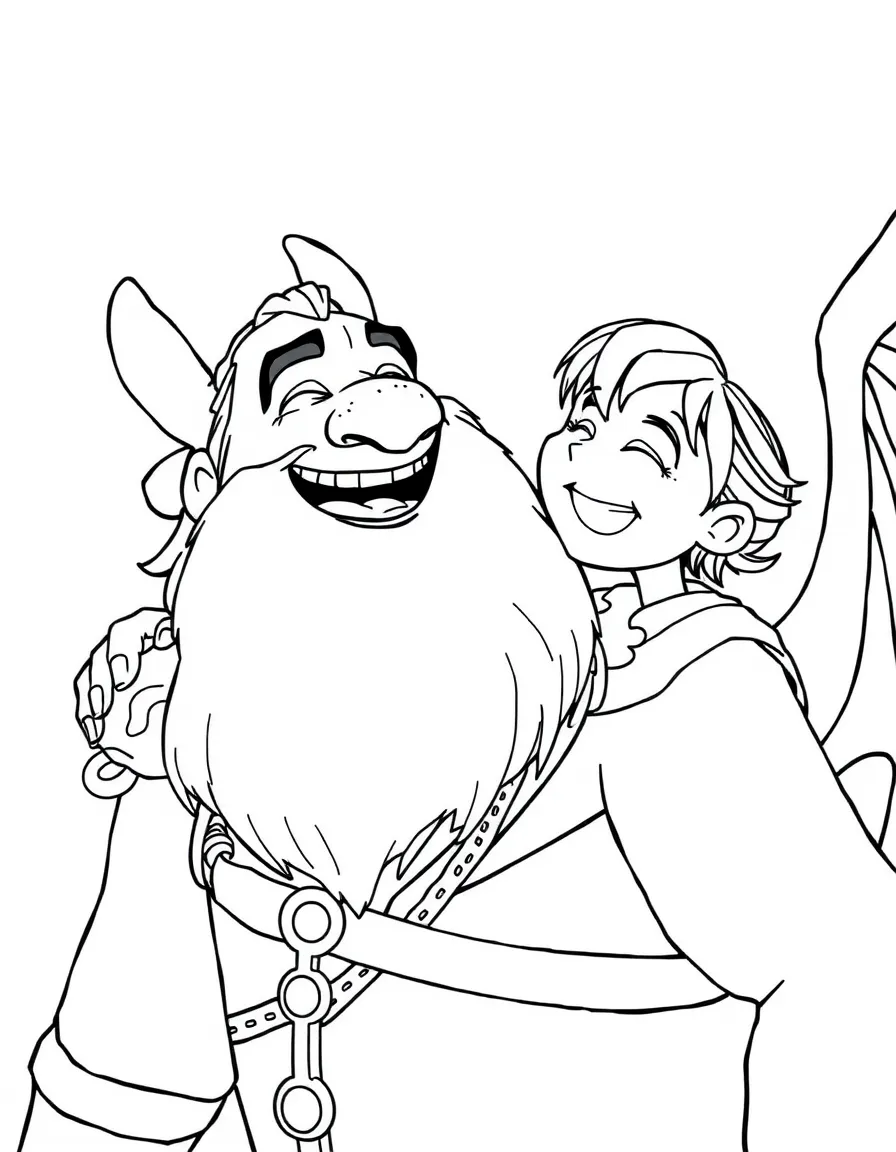 (characters in "How to Train Your Dragon") Stoick laughing heartily.