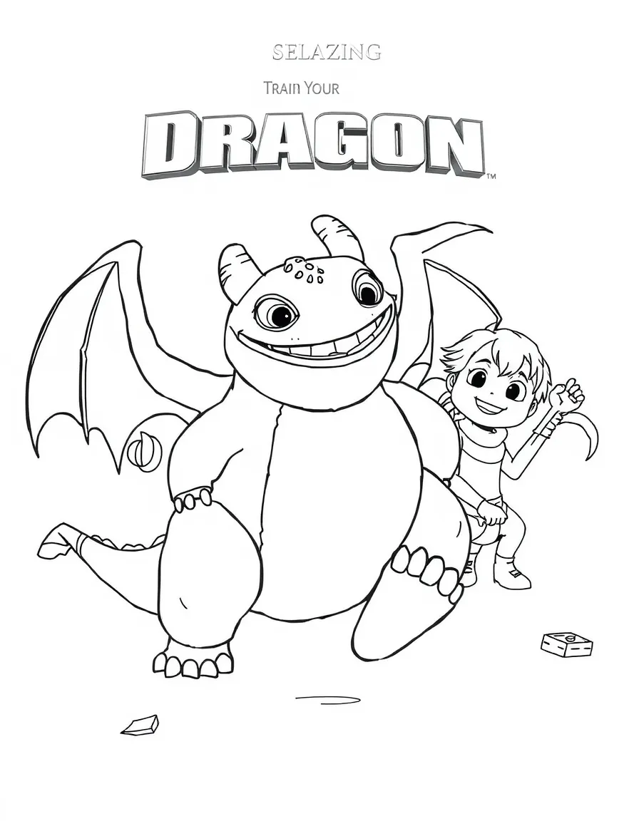 (characters in "How to Train Your Dragon") Meatlug rolling around.