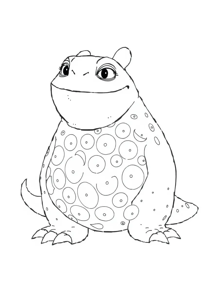 (characters in "How to Train Your Dragon") Meatlug's bumpy skin.