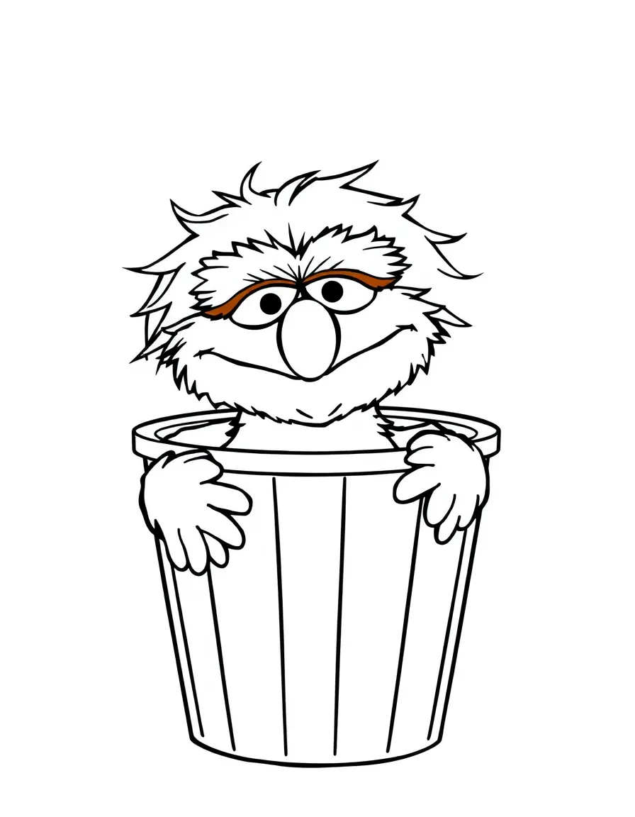 (Sesame Street) Oscar the Grouch in his trash can.