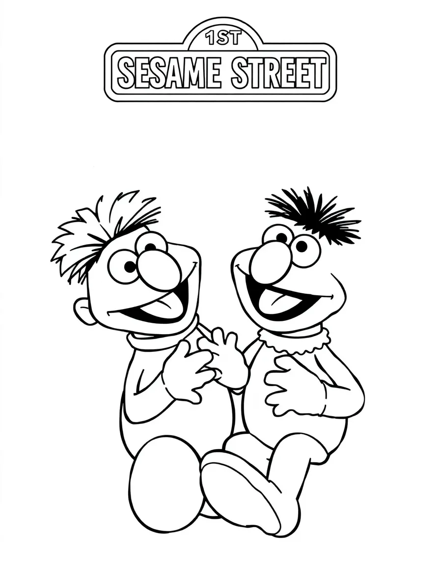 (Sesame Street) Bert and Ernie playing.
