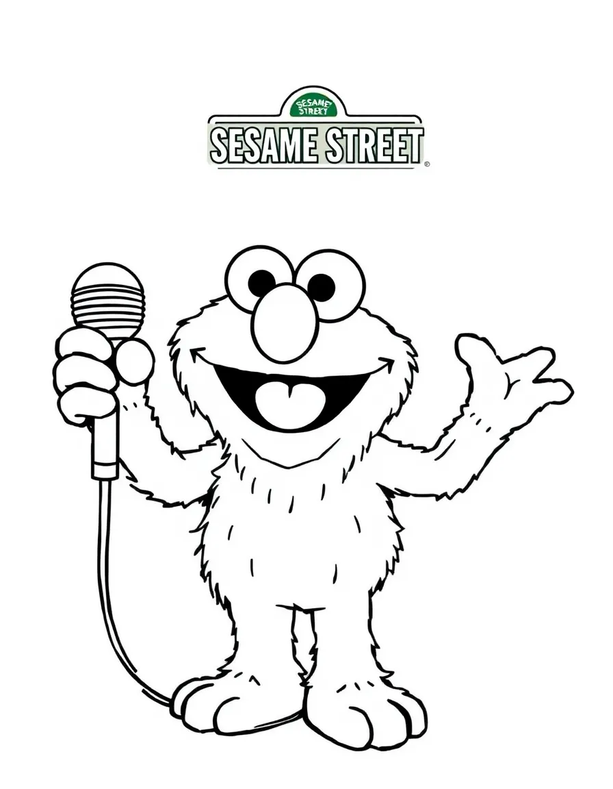 (Sesame Street) Murray Monster holding a microphone.