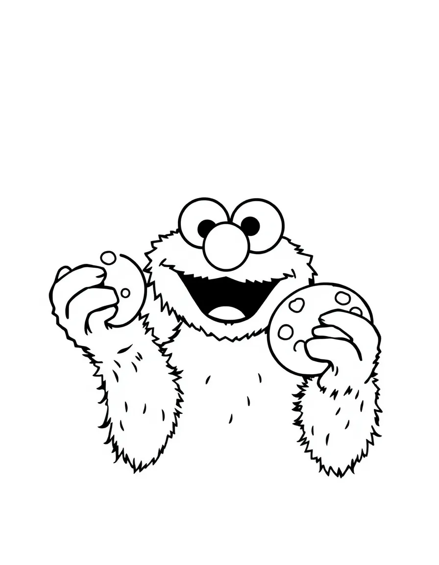 (Sesame Street) Cookie Monster sharing a cookie.