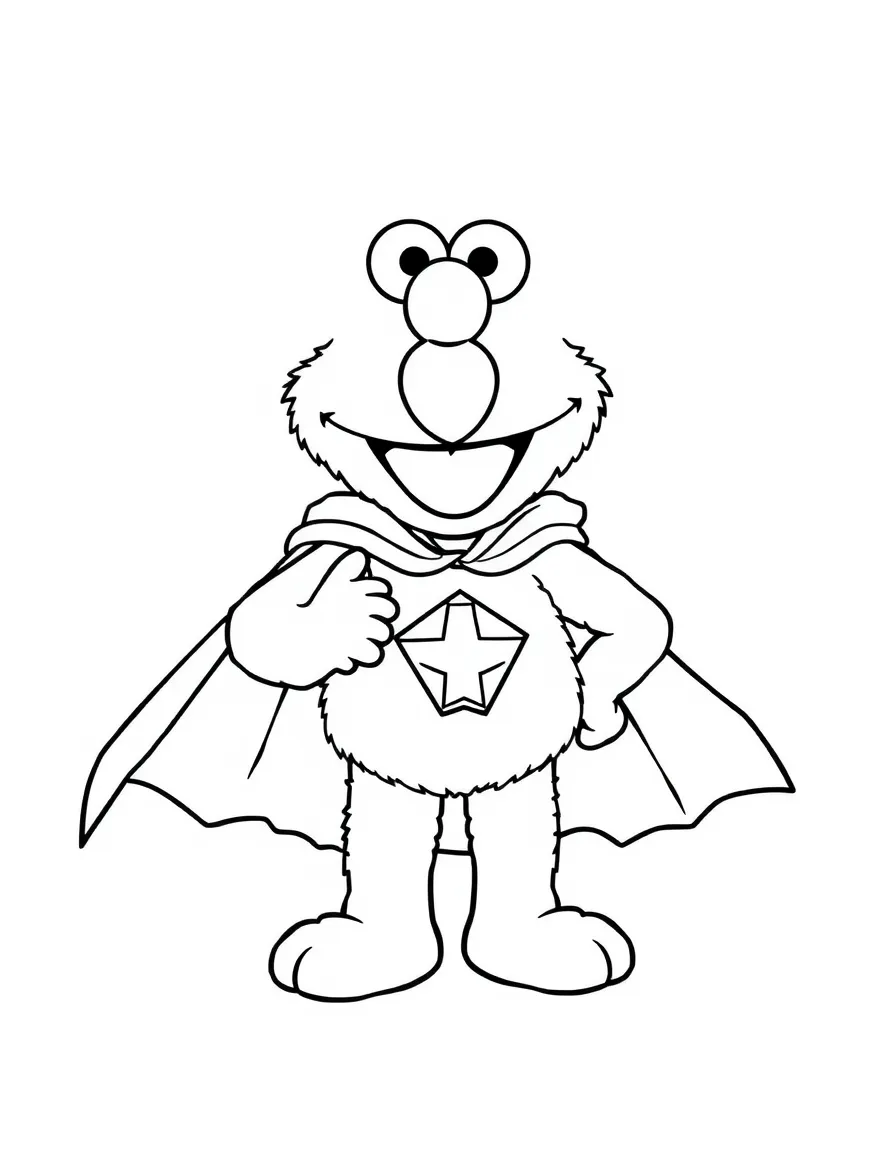 (Sesame Street) Grover wearing a superhero cape.