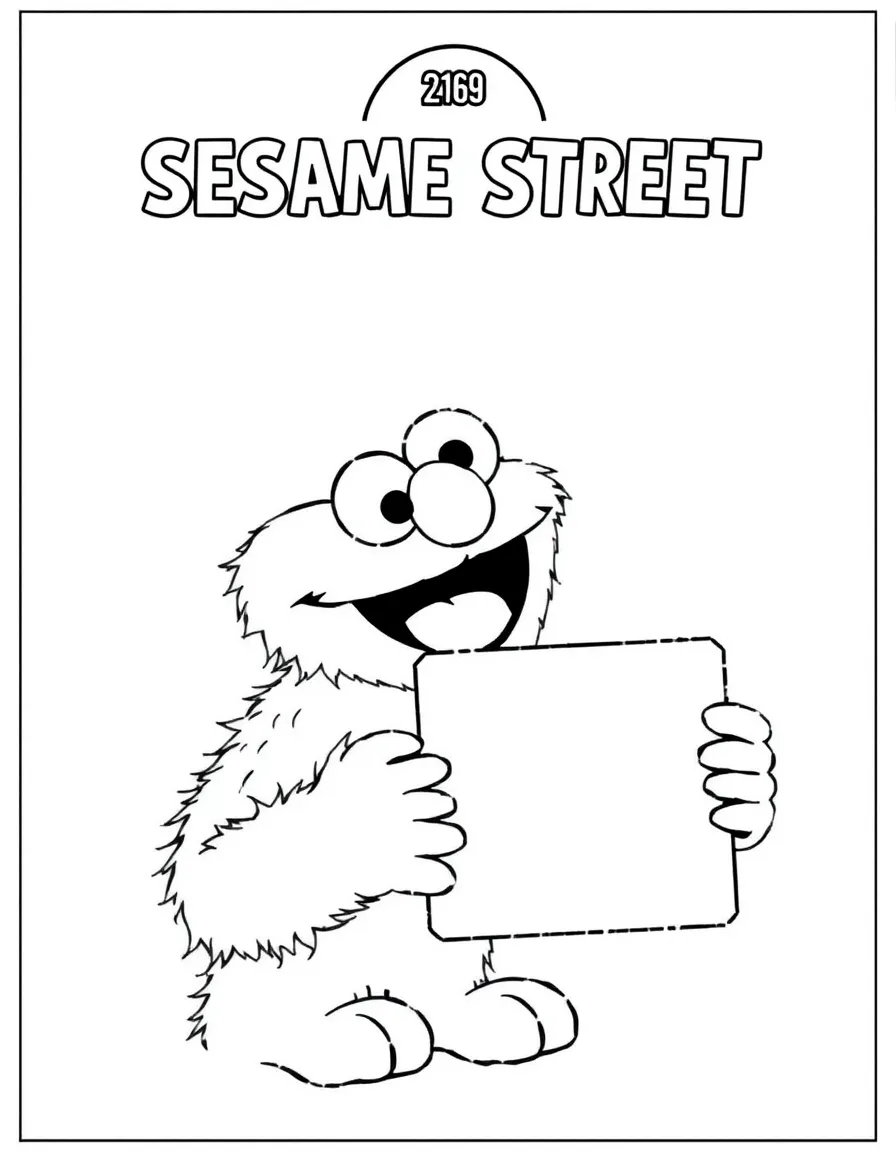 (Sesame Street) Telly Monster looking at a square.