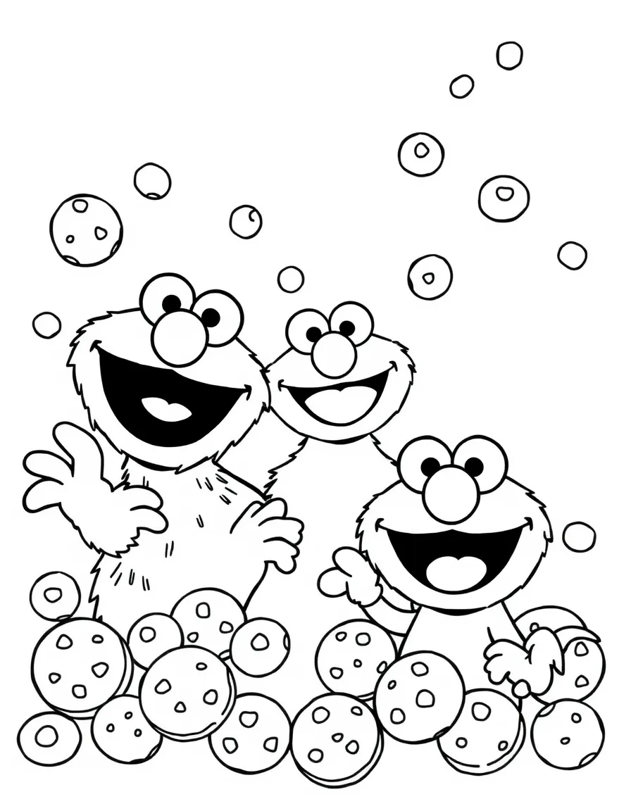 (Sesame Street) Frazzle with many cookies.