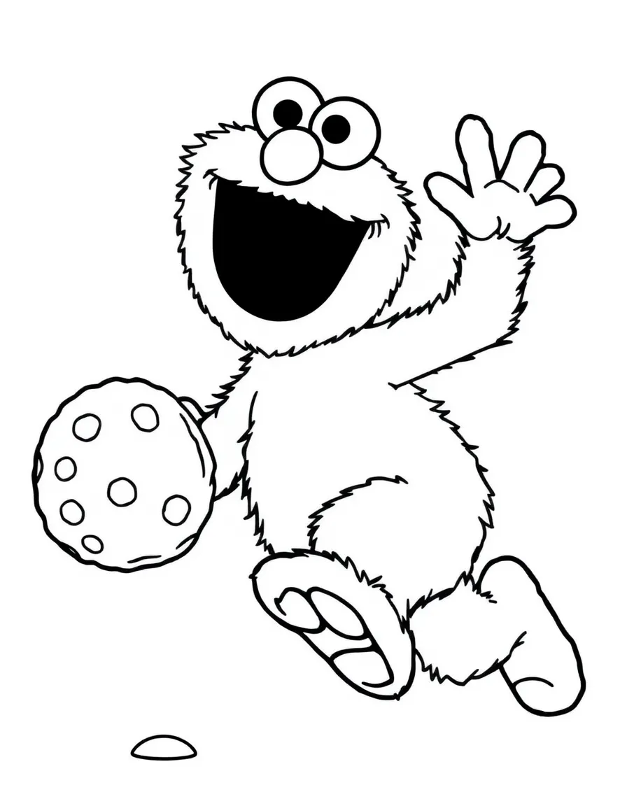 (Sesame Street) Cookie Monster running after a cookie.