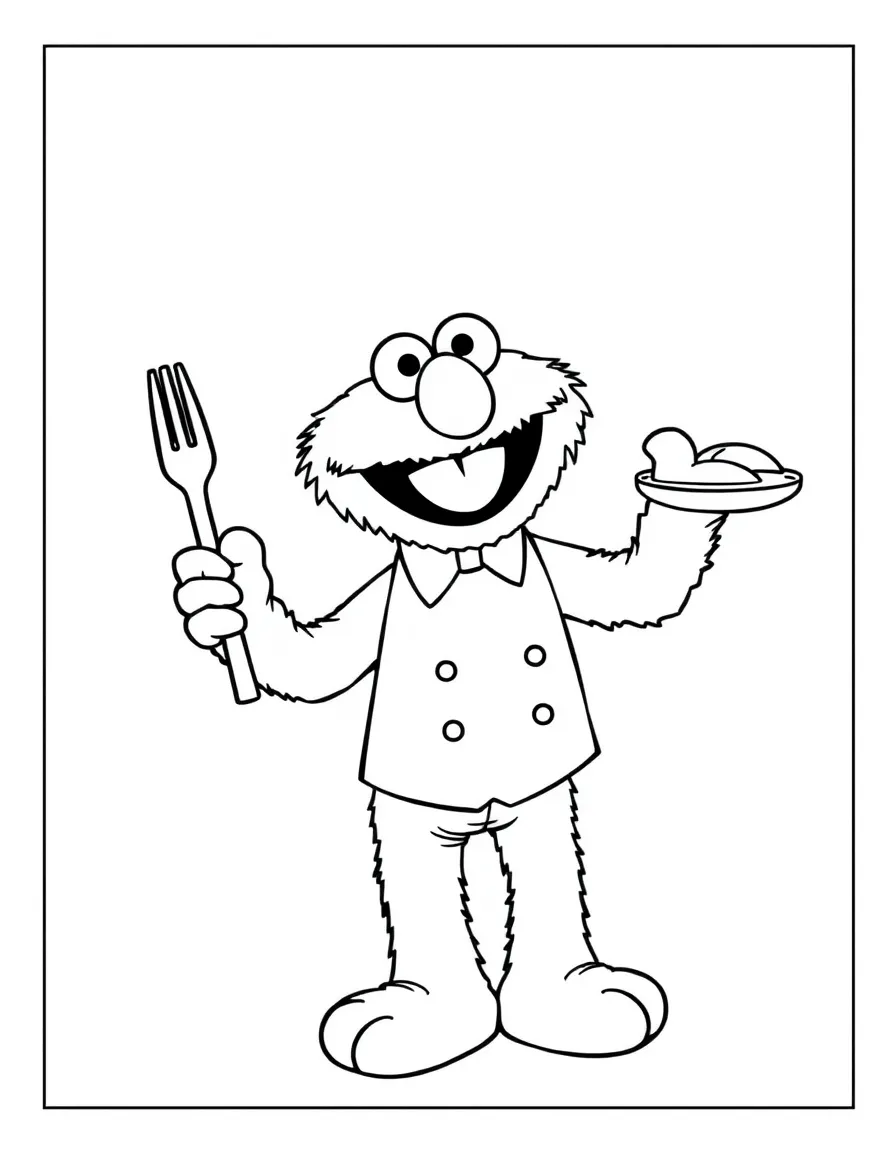 (Sesame Street) Grover as a waiter.