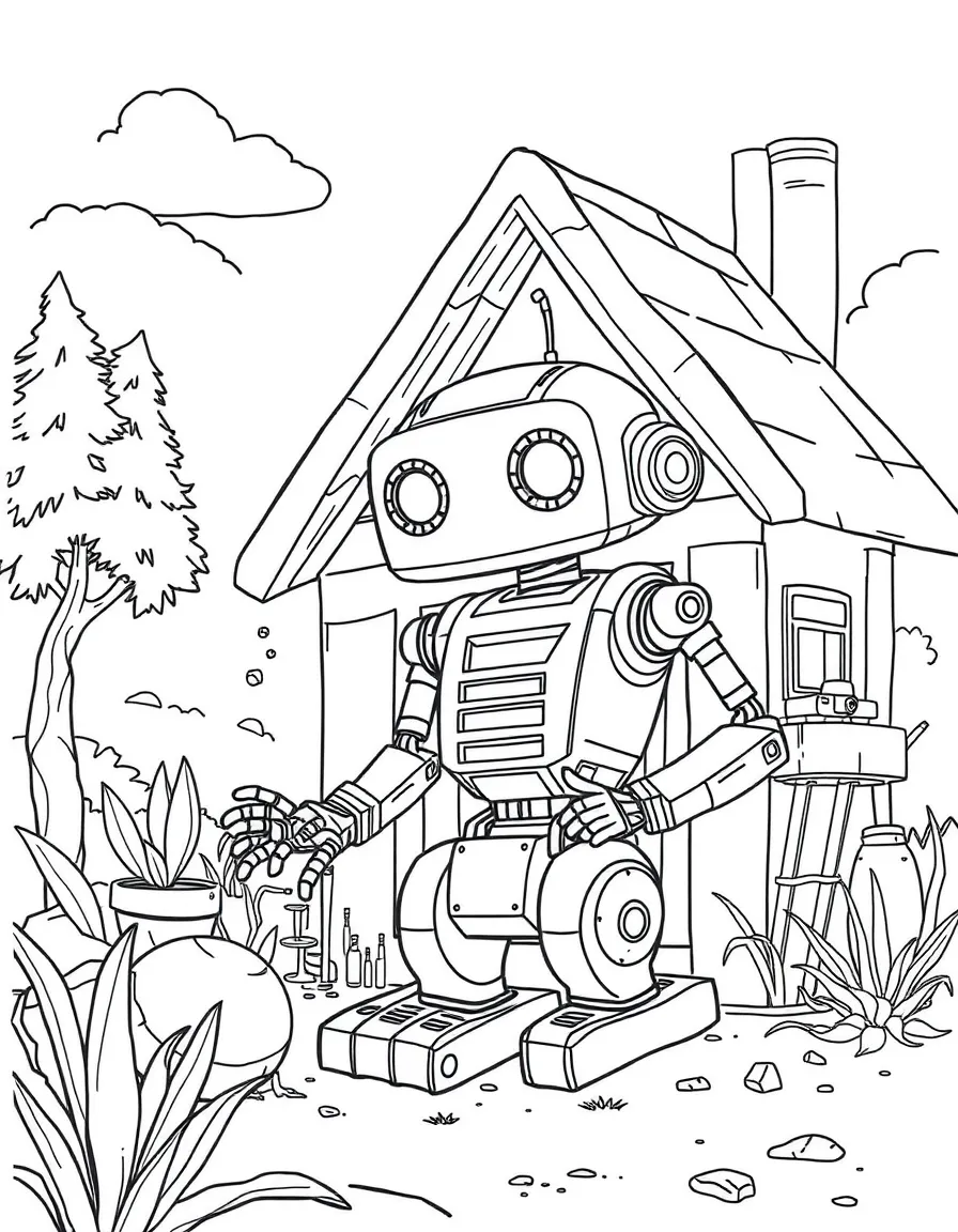 (The Wild Robot, movie) Roz building her home.