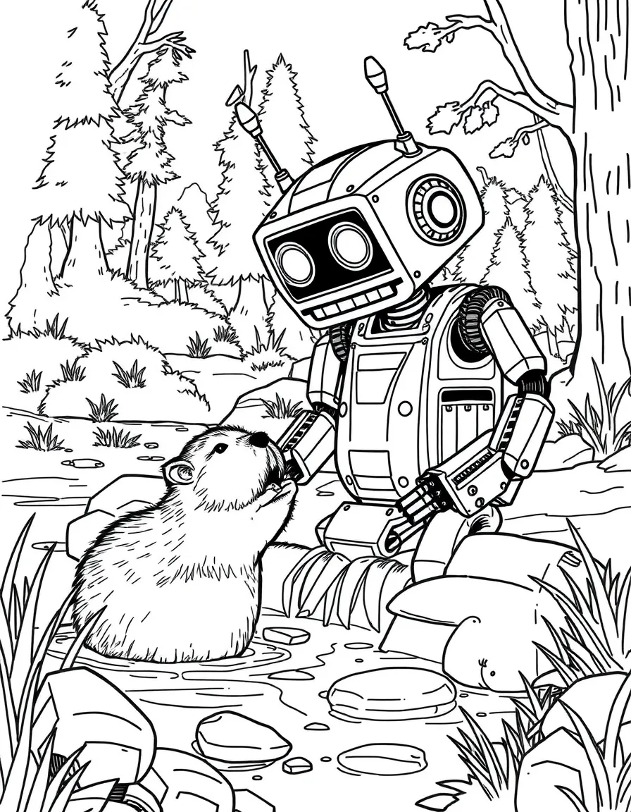 (The Wild Robot, movie) The beavers building their dam.