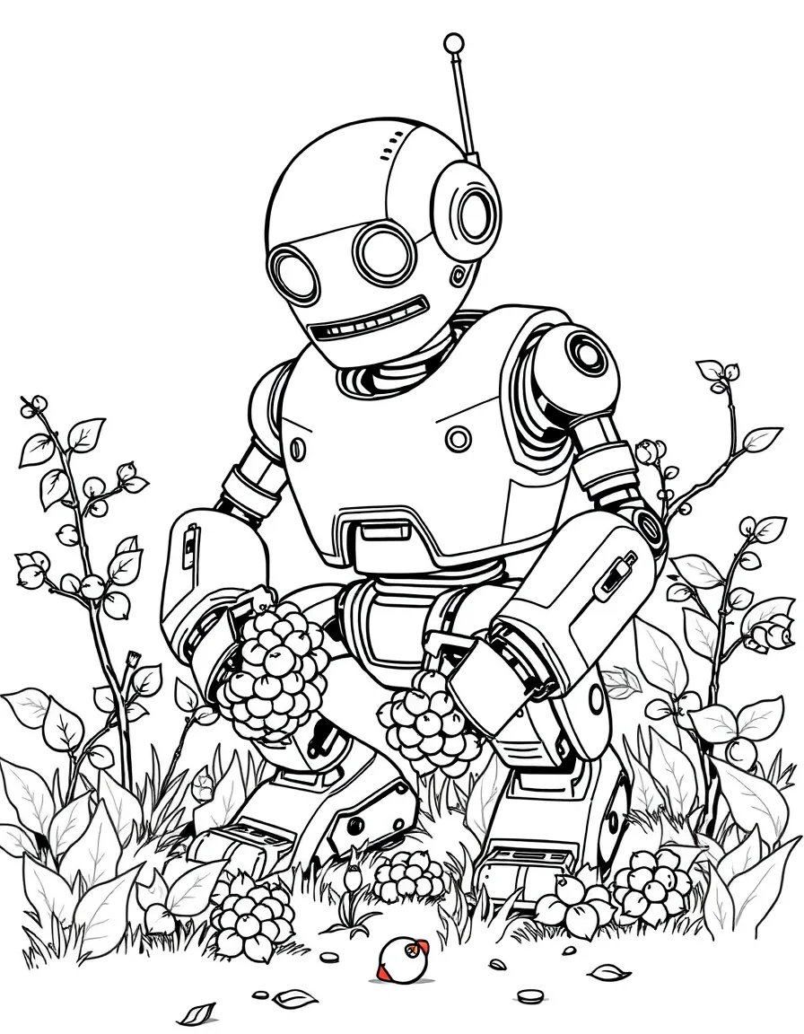 (The Wild Robot, movie) Fink gathering berries.
