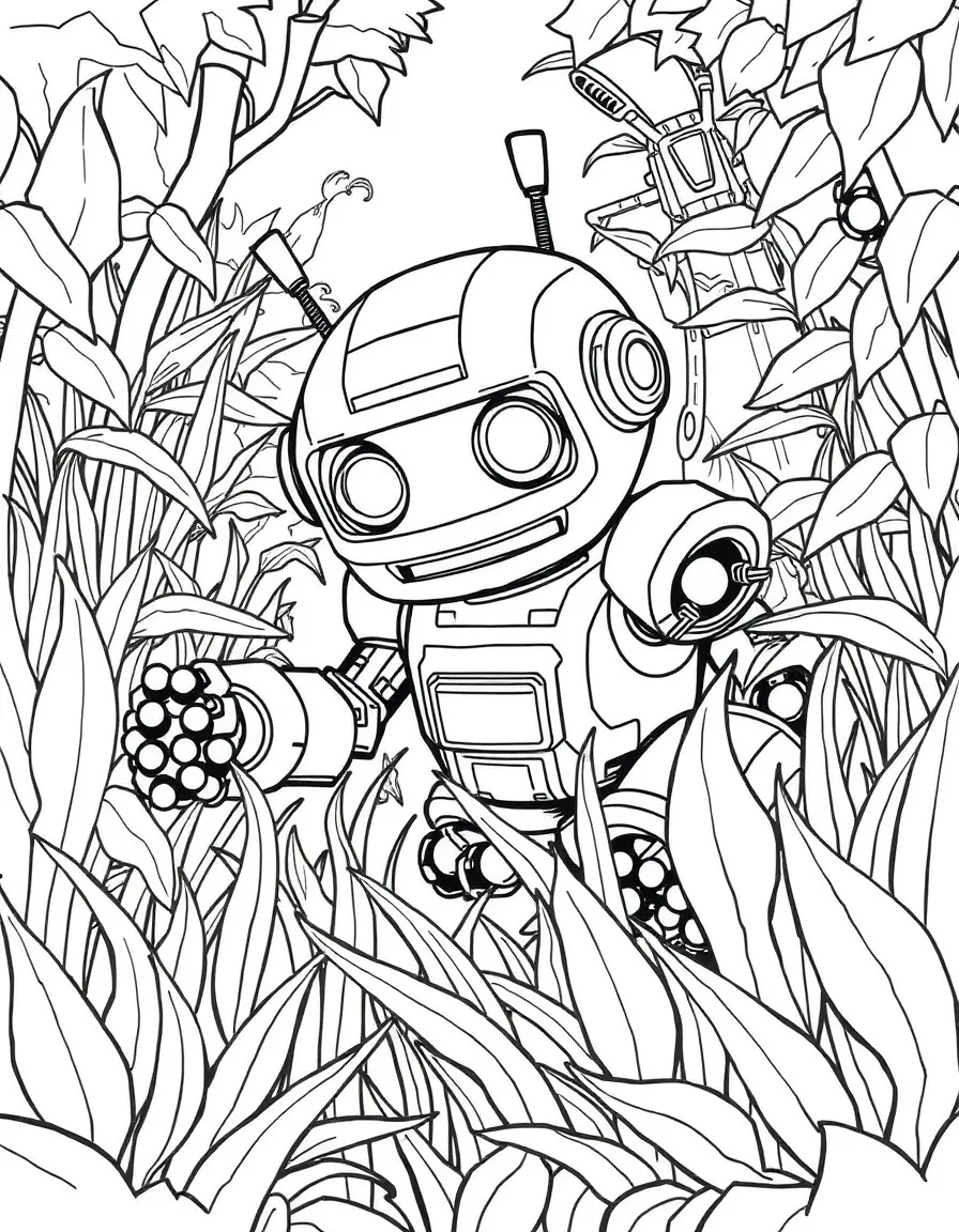 (The Wild Robot, movie) Sneak hiding in the bushes.