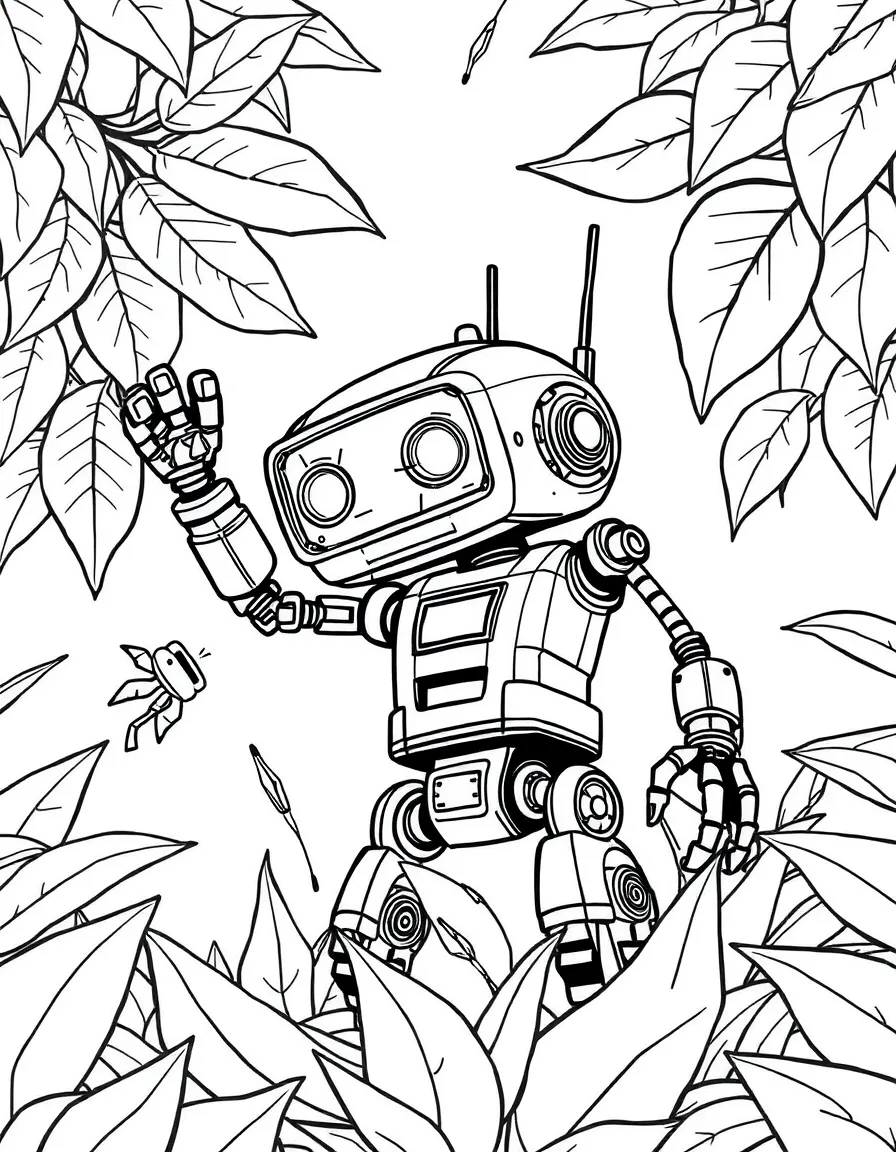 (The Wild Robot, movie) Fink playing in the leaves.