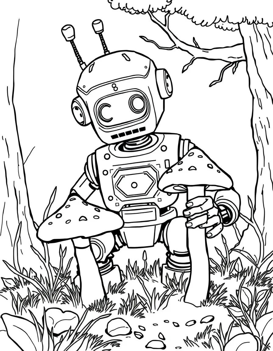 (The Wild Robot, movie) Fink finding a mushroom.