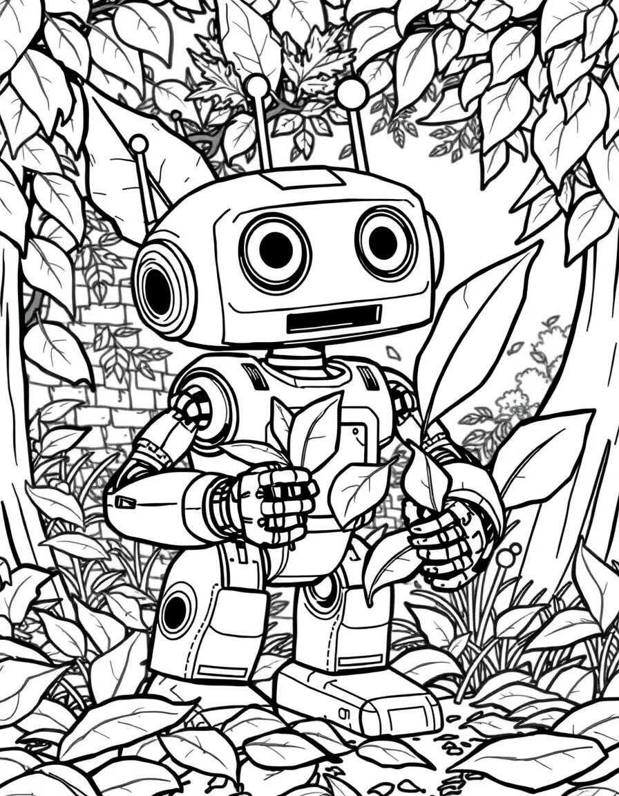(The Wild Robot, movie) Roz collecting leaves.