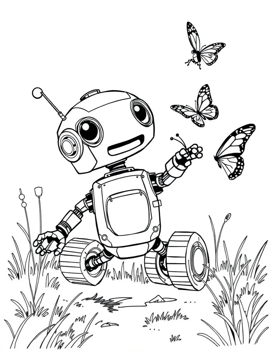 (The Wild Robot, movie) Brightbill chasing a butterfly.