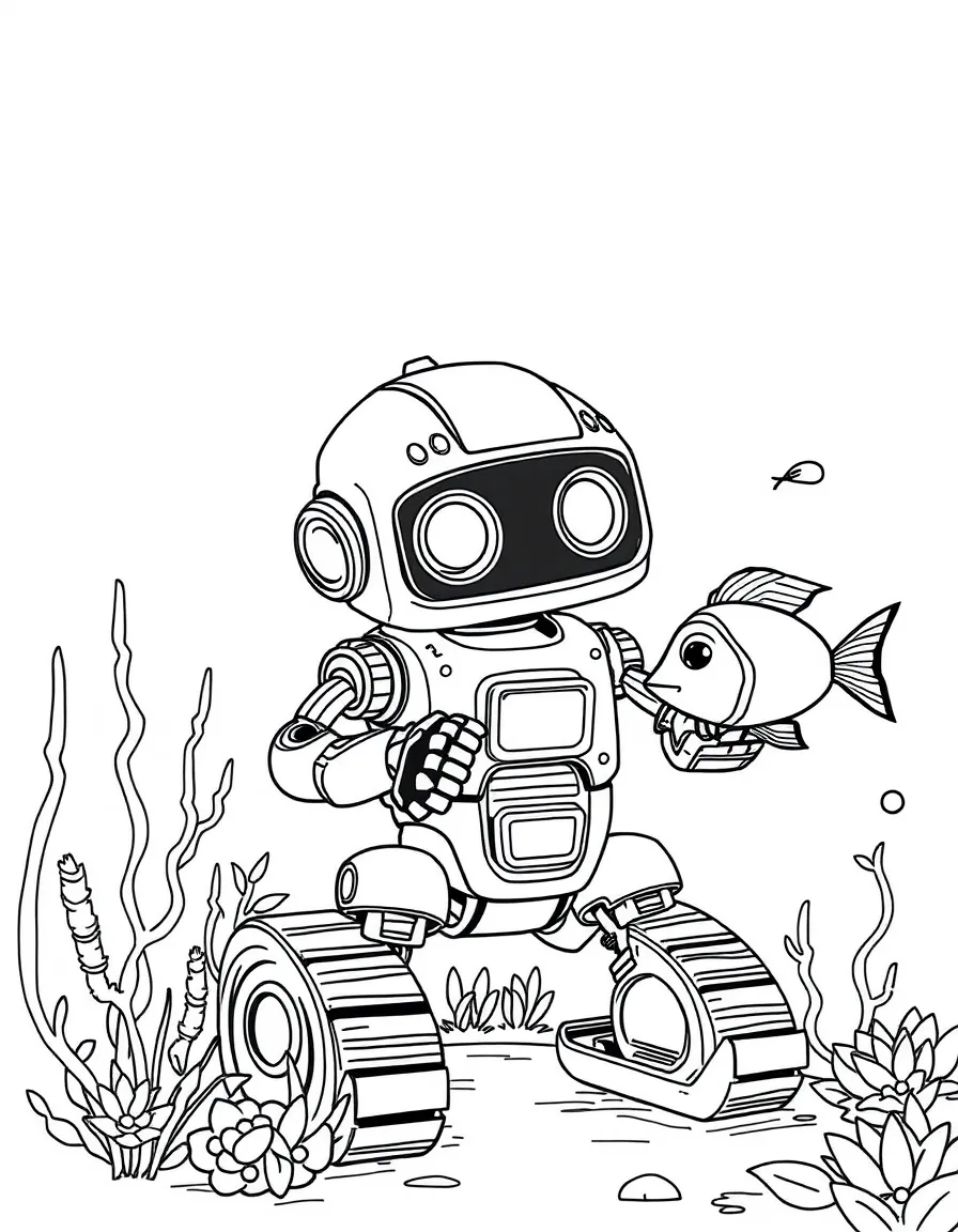 (The Wild Robot, movie) Tawny playing with the fish.