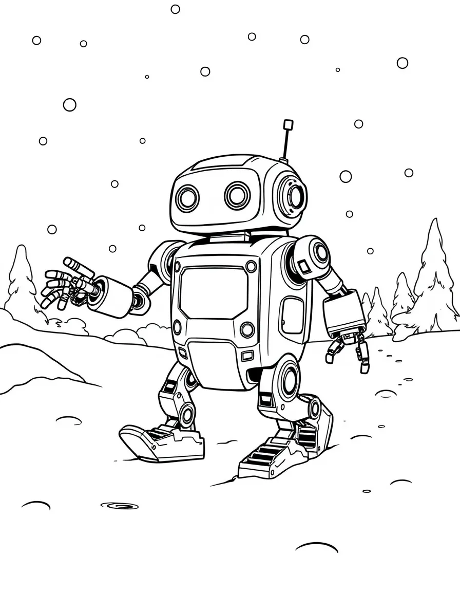 (The Wild Robot, movie) Roz walking through the snow.
