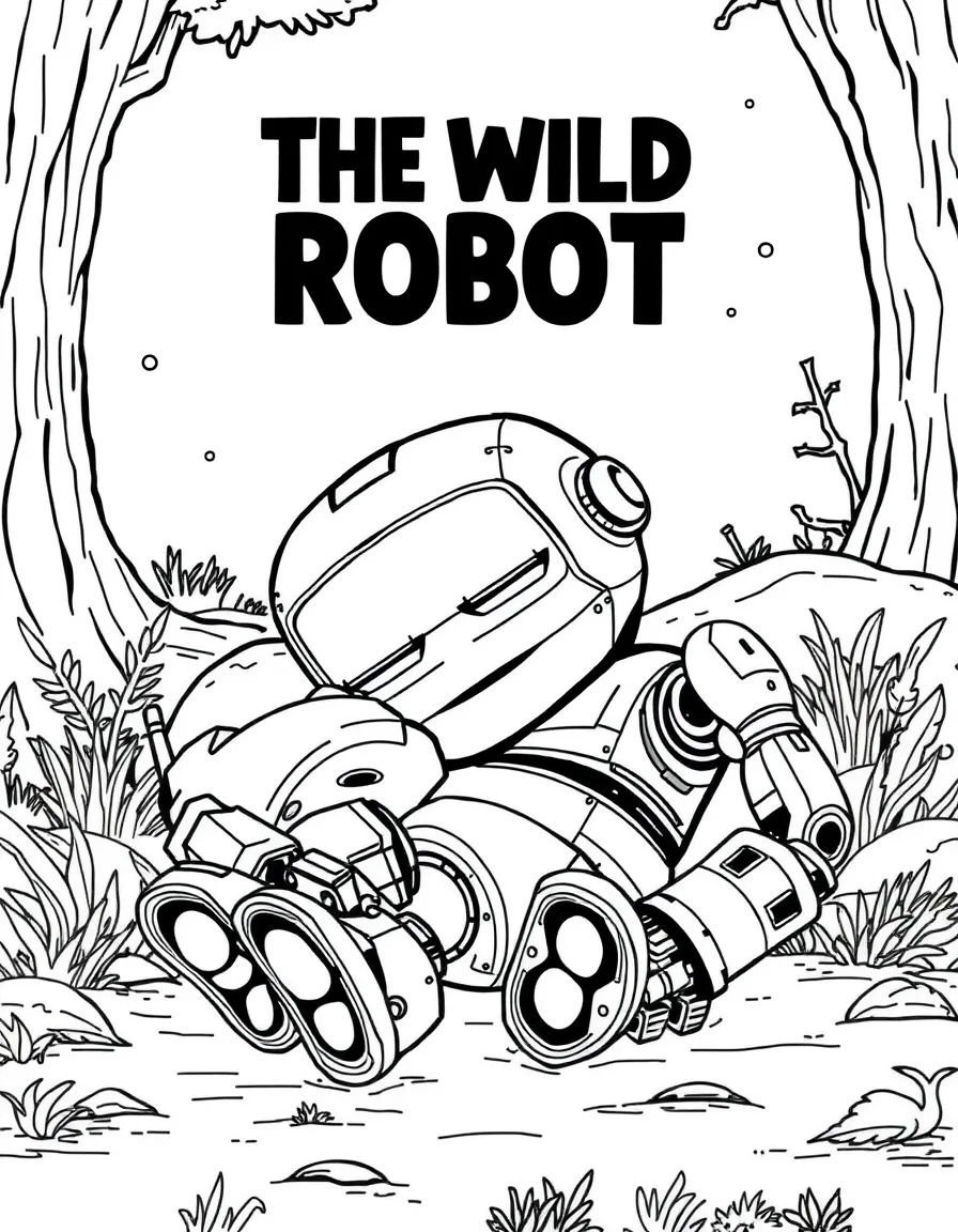 (The Wild Robot, movie) Fink curled up asleep.
