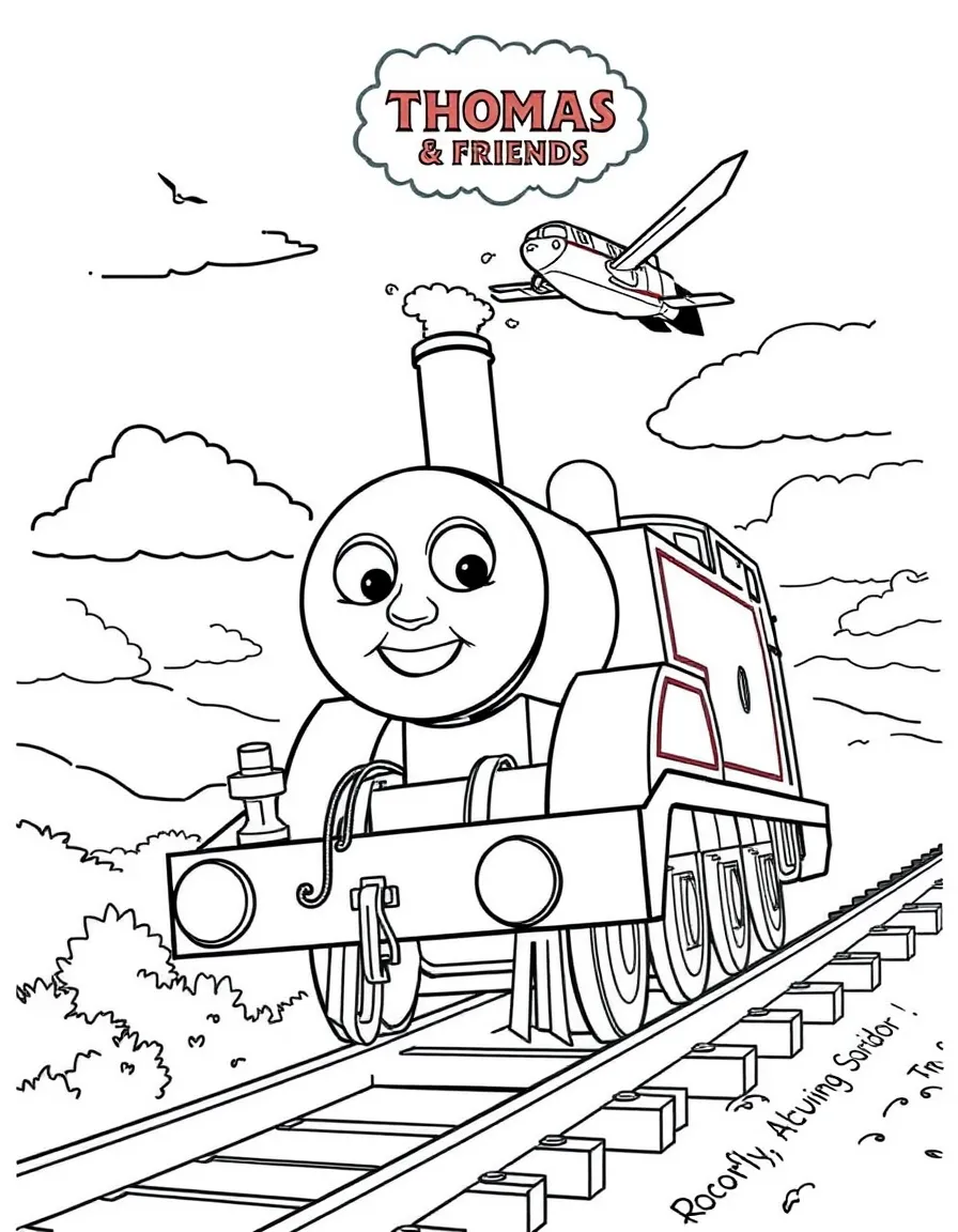 (Thomas & Friends TV show) Harold flying high above Sodor.