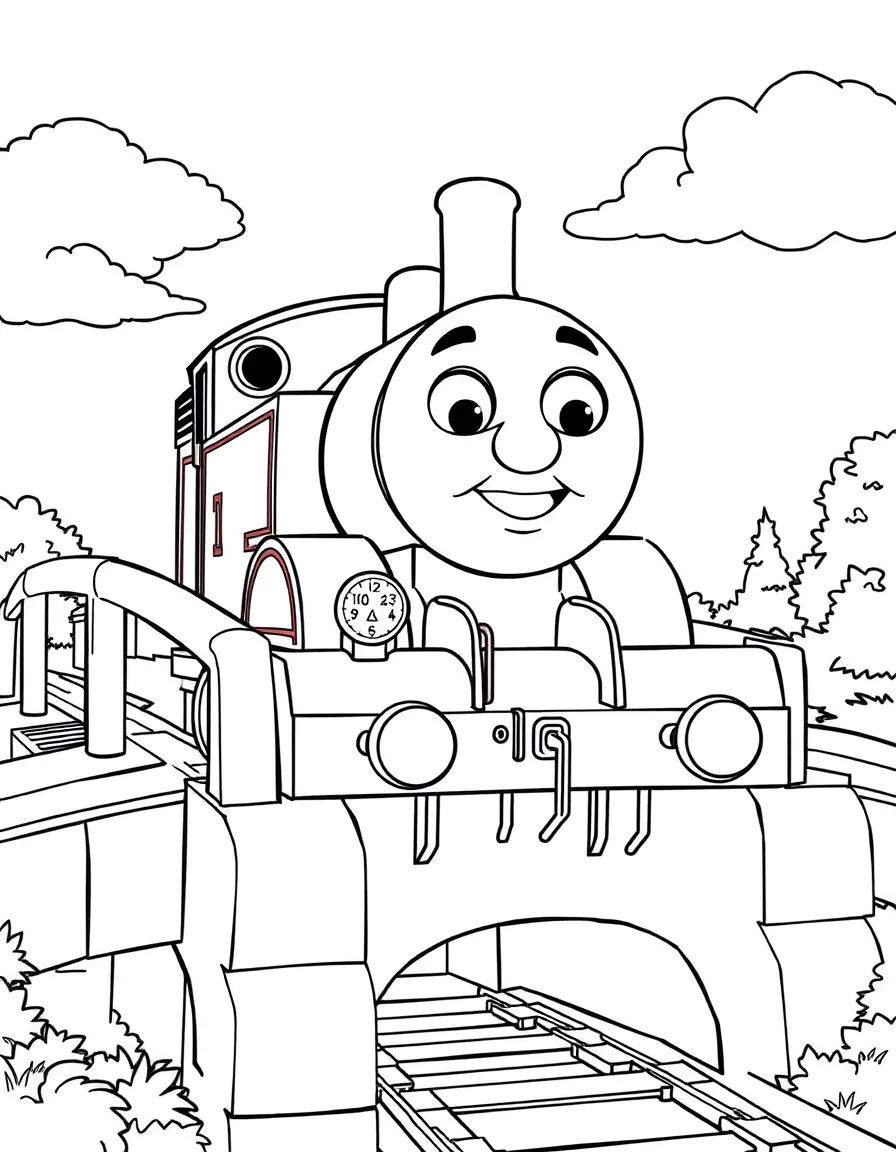 (Thomas & Friends TV show) Thomas going over a bridge.